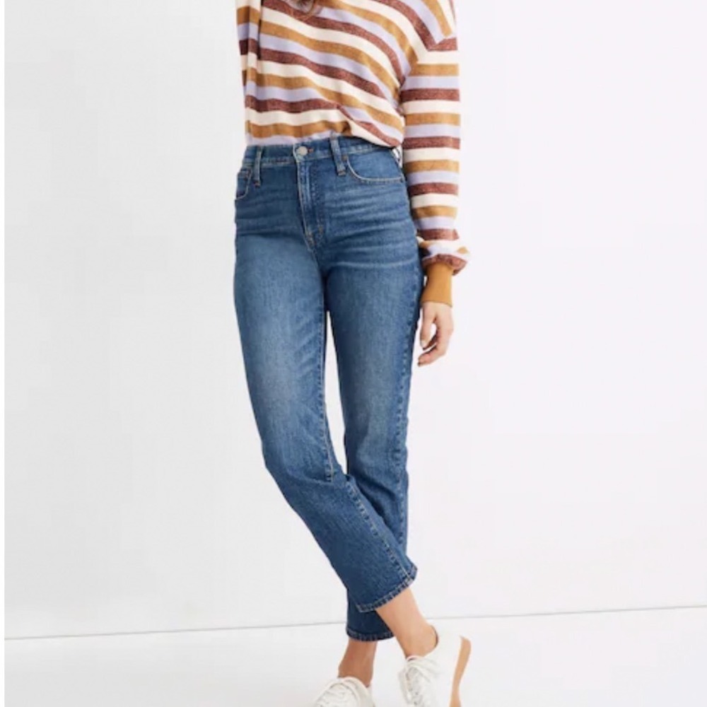 Madewell Classic Straight Jeans Medium Wash High Rise Denim Size 24 Coldbrook